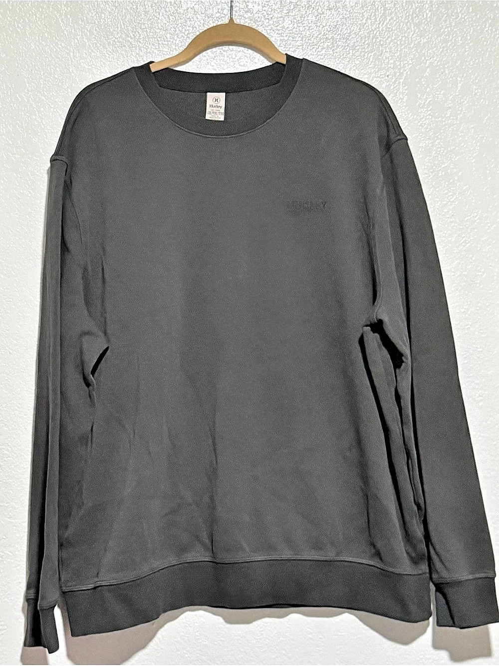 Hurley Crew Neck Pique Pullover Sweatshirt Gray XXL